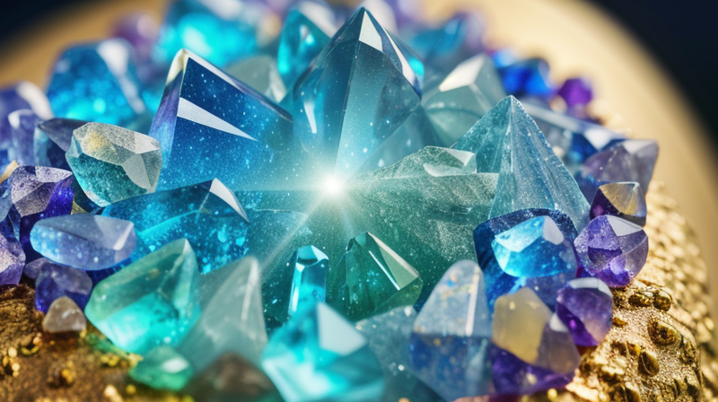 Detailed close-up photo of healing crystals meditation wellness elements